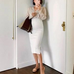 Maternity midi side slit skirt